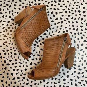 Paul Green Leather Ankle Peep Toe Booties